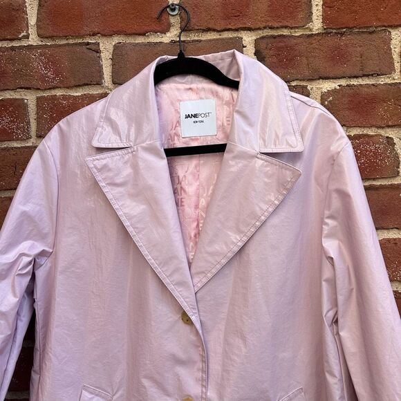 Jane Post New York $495 Rain Jacket Light Pink Light Slicker medium NWT - Picture 6 of 11